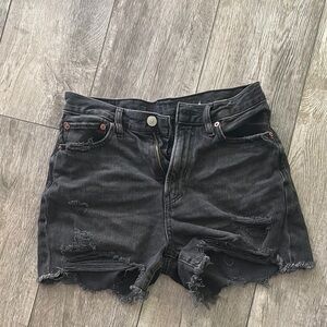 American Eagle Distressed Black Denim Shorts